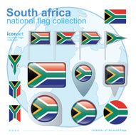Flag of South africa icon collection vector illustration