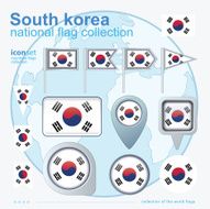 Flag of South Korea icon collection vector illustration