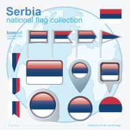 Flag of Serbia icon collection vector illustration