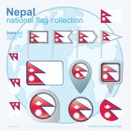 Flag of Nepal icon collection vector illustration