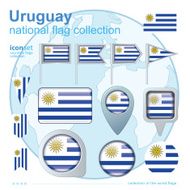 Flag of Uruguay icon collection vector illustration