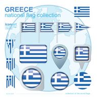 Flag of Greece icon collection vector illustration