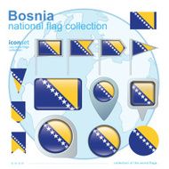 Flag of Bosnia icon collection vector illustration