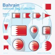 Flag of Bahrain icon collection vector illustration
