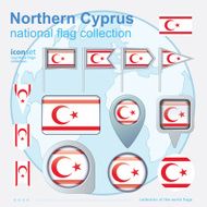 Flag of Northern Cyprus icon collection vector illustration