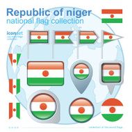Flag of Republic niger icon collection vector illustration