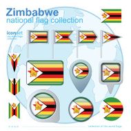Flag of Zimbabwe icon collection vector illustration