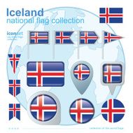 Flag of Iceland icon collection vector illustration