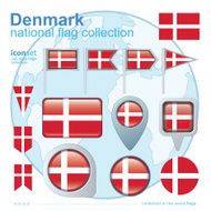 Flag of Denmark icon collection vector illustration