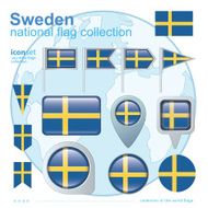Flag of Sweden icon collection vector illustration