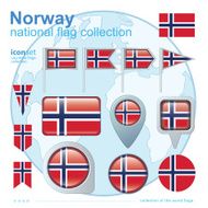 Flag of Norway icon collection vector illustration