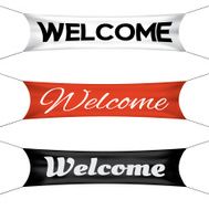 Welcome banner flag vector set
