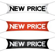 New price banner flag vector set