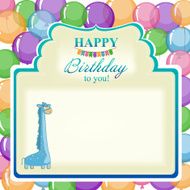 Children&#039;s greeting background with blue giraffe