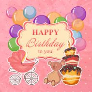 Children&#039;s greeting background with birthday N2