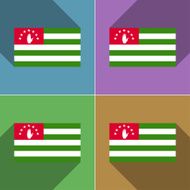 Flags Abkhazia Set of colors flat design and long shadows