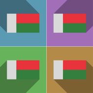 Flags Madagascar Set of colors flat design and long shadows