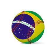 Baseball with flag of Brazil isolated on white