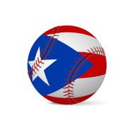 Baseball with flag of Puerto-Rico isolated on white