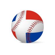 Baseball with flag of Dominican Republic isolated on white