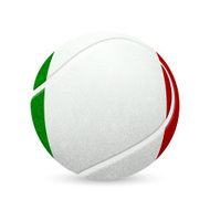 Tennis ball with flag of Italy isolated on white
