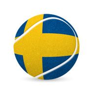 Tennis ball with flag of Sweden isolated on white