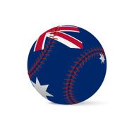 Baseball with flag of Australia isolated on white