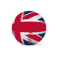 Baseball with flag of UK isolated on white