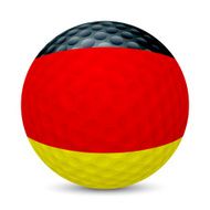 Golf ball with flag of Germany isolated on white