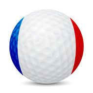 Golf ball with flag of France isolated on white