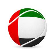 Tennis ball with flag of United Arab Emirates isolated on