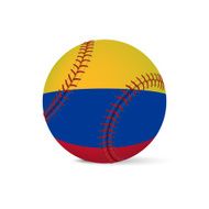 Baseball with flag of Colombia isolated on white