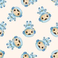 Space astronaut cartoon seamless pattern background