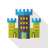 Building castle flat icon with long shadow