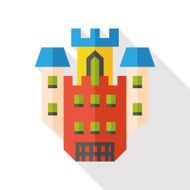 Building castle flat icon with long shadow N2