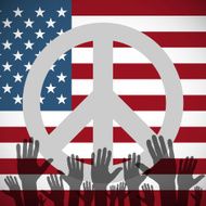 Illustration long USA flag icon with peace sign