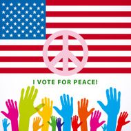 Illustration long USA flag icon with peace sign N2