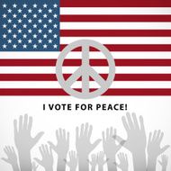 Illustration long USA flag icon with peace sign N3