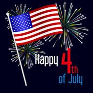american independence day celebration with flag and fireworks eps10