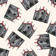 castle cartoon seamless pattern background N2