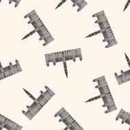castle cartoon seamless pattern background N4