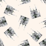 castle cartoon seamless pattern background N5