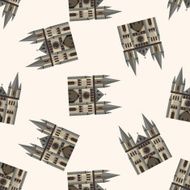 castle cartoon seamless pattern background N6
