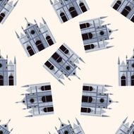 castle cartoon seamless pattern background N7
