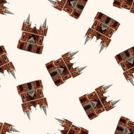castle cartoon seamless pattern background N8