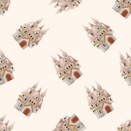 castle cartoon seamless pattern background N12