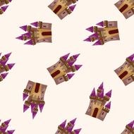 castle cartoon seamless pattern background N13