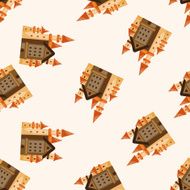 castle cartoon seamless pattern background N15