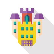 Building castle flat icon with long shadow N3