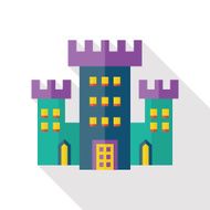 Building castle flat icon with long shadow N4